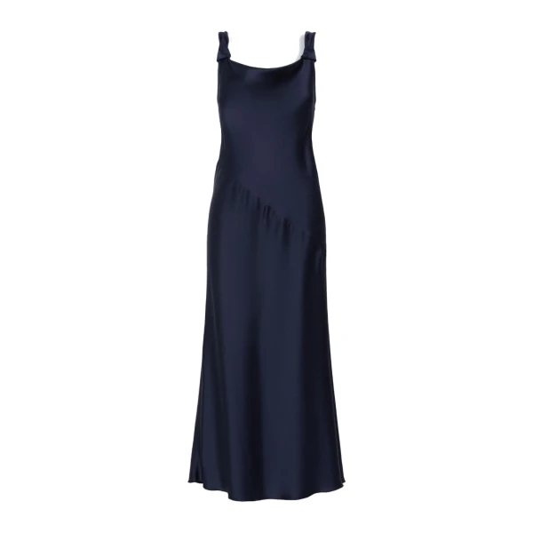 Max Mara Dono Envers Satin Slip Dress in Midnight Blue | Women | Luxury Shoes 