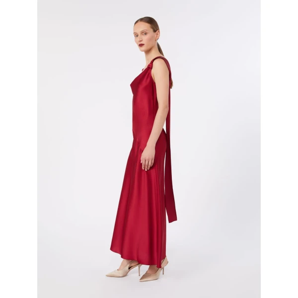 Max Mara Dono Envers Satin Slip Dress in Ruby | Evening Gowns | Luxury Shoes 