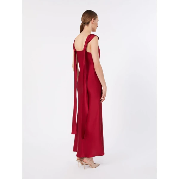 Max Mara Dono Envers Satin Slip Dress in Ruby | Evening Gowns | Luxury Shoes 