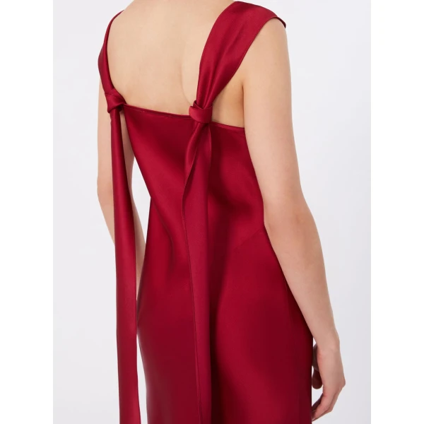 Max Mara Dono Envers Satin Slip Dress in Ruby | Evening Gowns | Luxury Shoes 