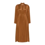 Max Mara Dotto Long Silk Crepe de Chine Dress in Tobacco | Maxi Dresses | Luxury Shoes 