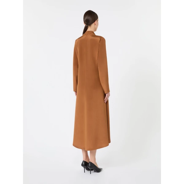 Max Mara Dotto Long Silk Crepe de Chine Dress in Tobacco | Maxi Dresses | Luxury Shoes 