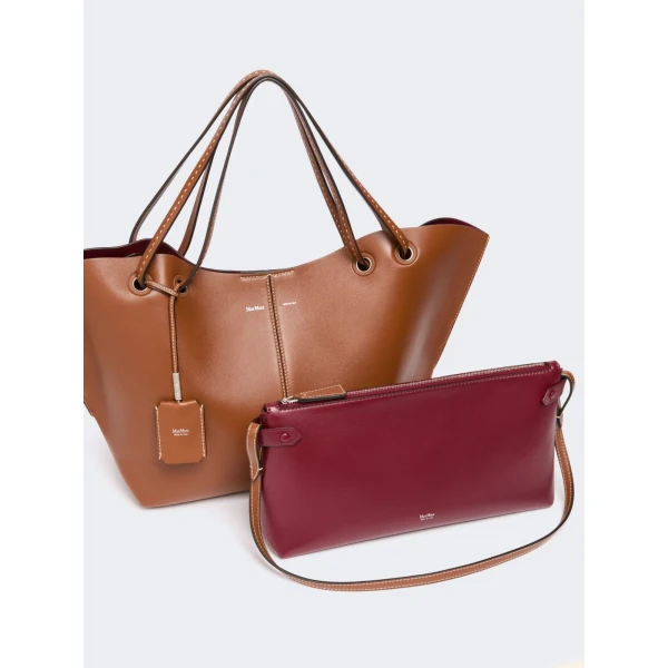 Max Mara Double Nappa Leather Shopper Bag in Amber Brown | Totes & Top-Handle Bags | Luxury Shoes 