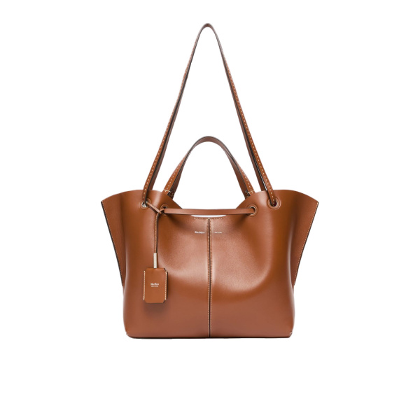 Max Mara Double Nappa Leather Shopper Bag in Amber Brown | Totes & Top-Handle Bags | Luxury Shoes 