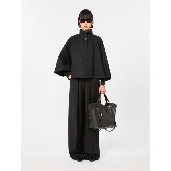 Max Mara Double Nappa Leather Shopper Bag in Black | Totes & Top-Handle Bags | Luxury Shoes 