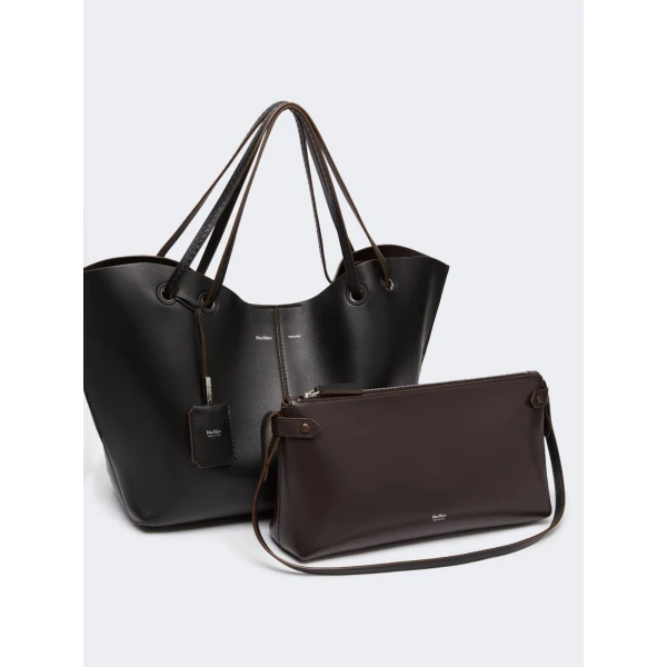 Max Mara Double Nappa Leather Shopper Bag in Black | Totes & Top-Handle Bags | Luxury Shoes 