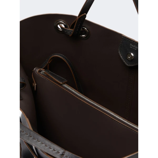 Max Mara Double Nappa Leather Shopper Bag in Black | Totes & Top-Handle Bags | Luxury Shoes 