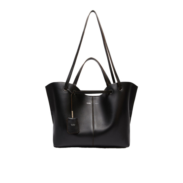 Max Mara Double Nappa Leather Shopper Bag in Black | Totes & Top-Handle Bags | Luxury Shoes 