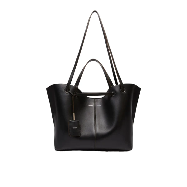 Max Mara Double Nappa Leather Shopper Bag in Black | Totes & Top-Handle Bags | Luxury Shoes 