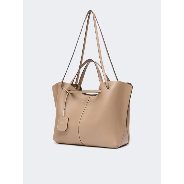 Max Mara Double Nappa Leather Shopper Bag in Mud | Totes & Top-Handle Bags | Luxury Shoes 