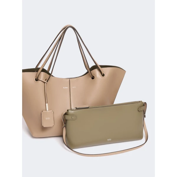 Max Mara Double Nappa Leather Shopper Bag in Mud | Totes & Top-Handle Bags | Luxury Shoes 