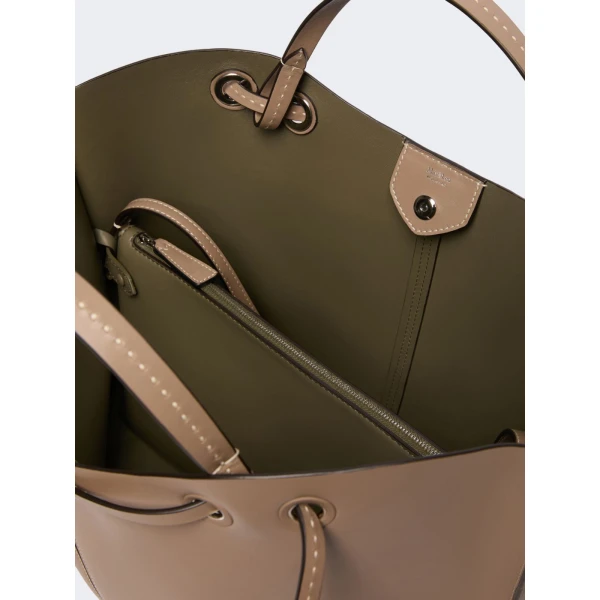 Max Mara Double Nappa Leather Shopper Bag in Mud | Totes & Top-Handle Bags | Luxury Shoes 