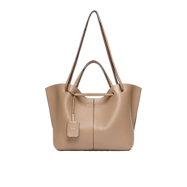 Max Mara Double Nappa Leather Shopper Bag in Mud | Totes & Top-Handle Bags | Luxury Shoes 