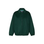 Max Mara Double Wool Broadcloth Bomber Jacket in Dark Green | Jackets | Luxury Shoes 