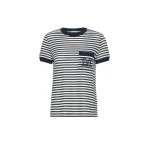 Max Mara Drago Striped Cotton Mesh T-Shirt in White Blue | T-shirts | Luxury Shoes 
