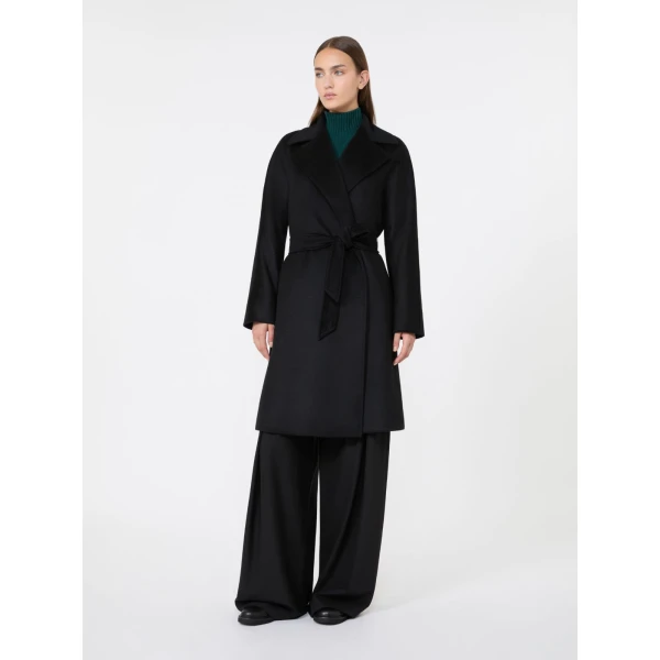 Max Mara Dravenna Wool Robe Coat in Black | Wool Coat | Luxury Shoes 