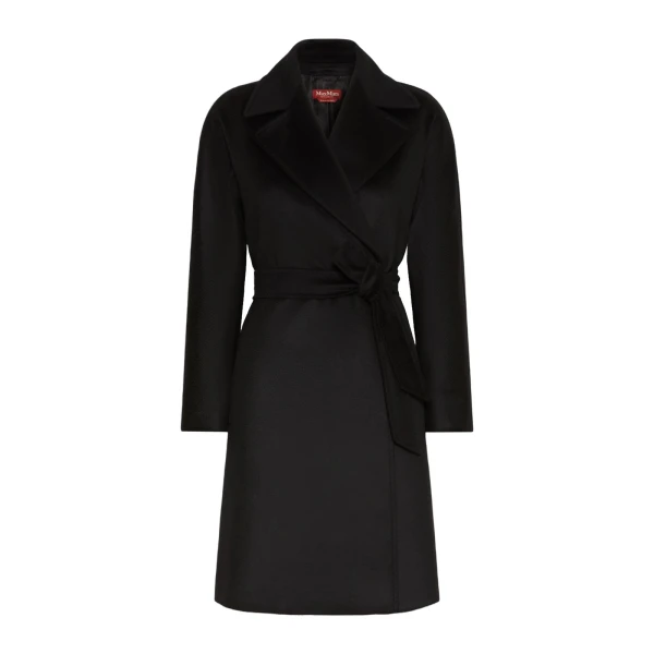 Max Mara Dravenna Wool Robe Coat in Black | Wool Coat | Luxury Shoes 
