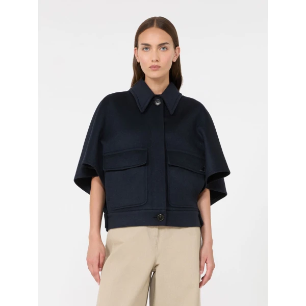 Max Mara Dream Cashmere Drap Boxy Cape in Midnight Blue | Coats | Luxury Shoes 