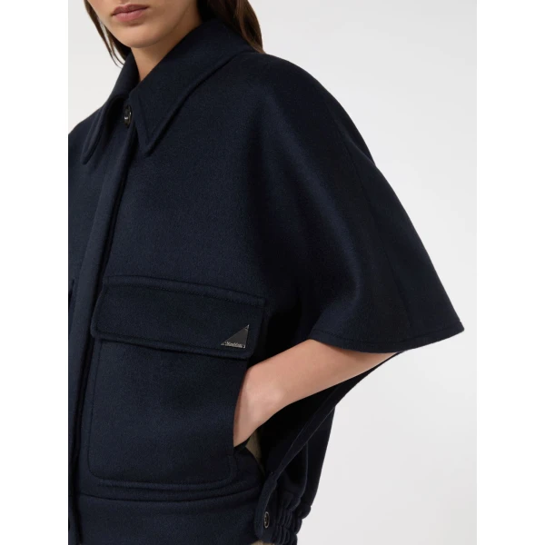 Max Mara Dream Cashmere Drap Boxy Cape in Midnight Blue | Coats | Luxury Shoes 