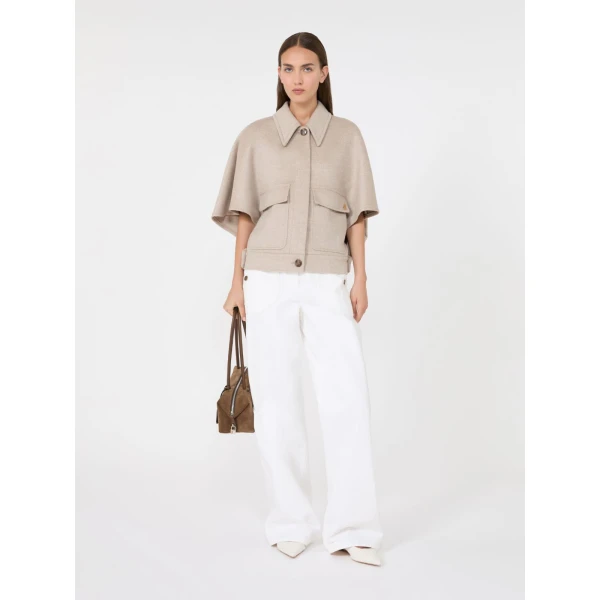 Max Mara Dream Cashmere Drap Boxy Cape in Stone Grey | Coats | Luxury Shoes 
