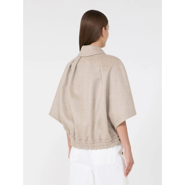 Max Mara Dream Cashmere Drap Boxy Cape in Stone Grey | Coats | Luxury Shoes 