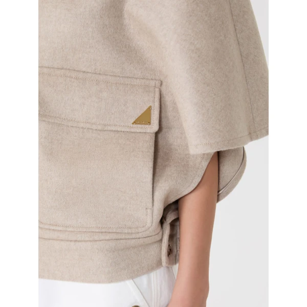 Max Mara Dream Cashmere Drap Boxy Cape in Stone Grey | Coats | Luxury Shoes 