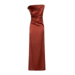 Max Mara Dream Long Stretch Satin Dress in Antique Rose | Evening Gowns | Luxury Shoes 
