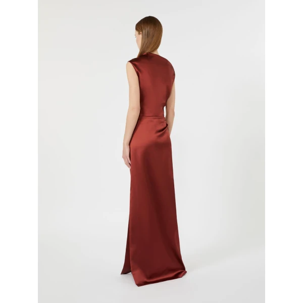 Max Mara Dream Long Stretch Satin Dress in Antique Rose | Evening Gowns | Luxury Shoes 