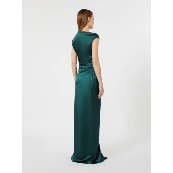 Max Mara Dream Long Stretch Satin Dress in Dark Green | Evening Gowns | Luxury Shoes 