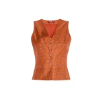 Max Mara Dritto Printed Silk Gilet in Terra Cotta | Vests | Luxury Shoes 