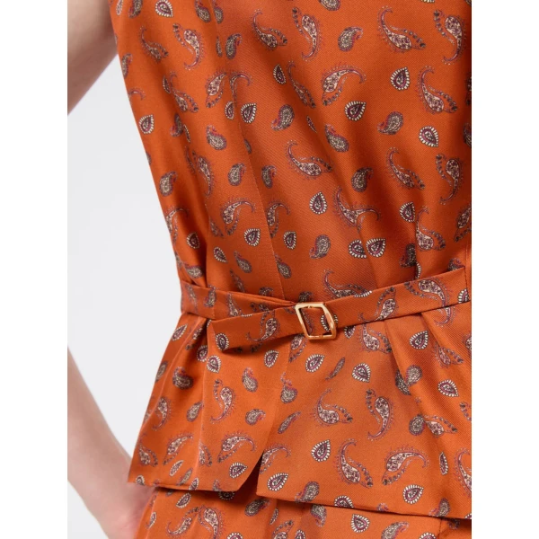 Max Mara Dritto Printed Silk Gilet in Terra Cotta | Vests | Luxury Shoes 