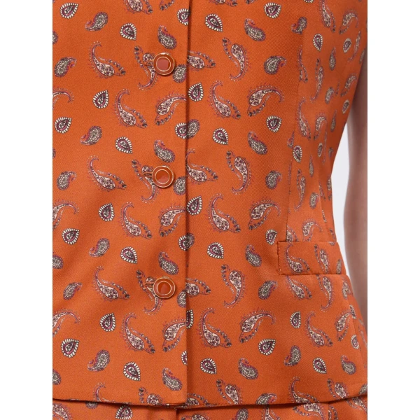 Max Mara Dritto Printed Silk Gilet in Terra Cotta | Vests | Luxury Shoes 