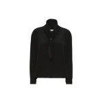 Max Mara Dry Silk Shirt with Scarf Detail in Black | Shirts | Luxury Shoes 