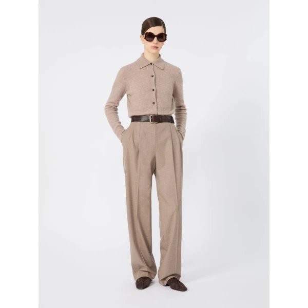 Max Mara Durante Cashmere Shirt-Cut Cardigan in Sand | Cardigan | Luxury Shoes 