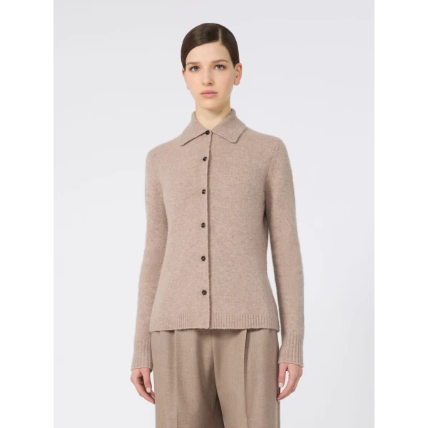 Max Mara Durante Cashmere Shirt-Cut Cardigan in Sand | Cardigan | Luxury Shoes 
