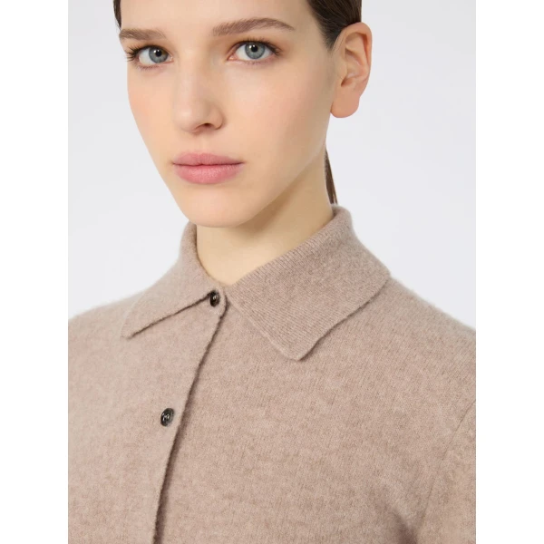 Max Mara Durante Cashmere Shirt-Cut Cardigan in Sand | Cardigan | Luxury Shoes 
