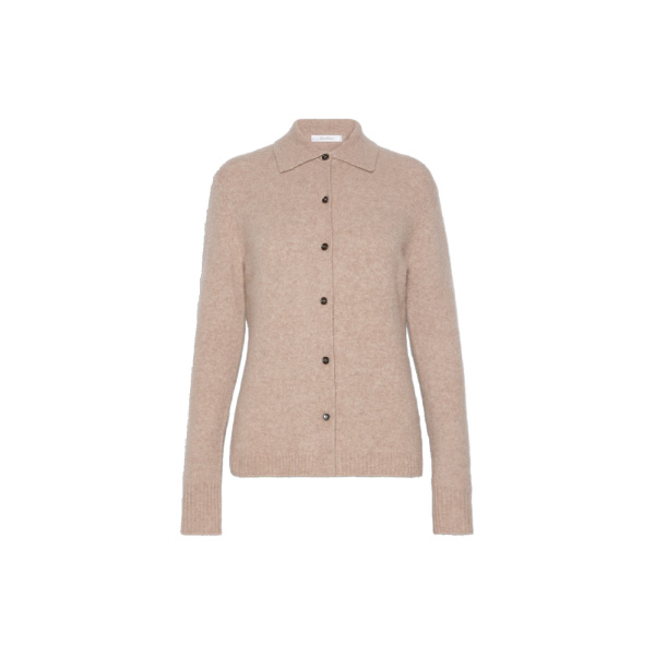 Max Mara Durante Cashmere Shirt-Cut Cardigan in Sand | Cardigan | Luxury Shoes 