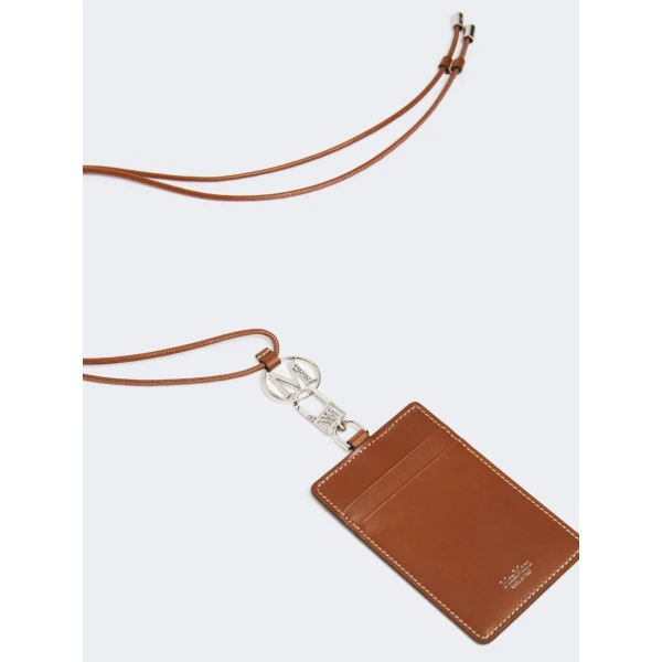 Max Mara Easyholder Leather Badge Holder in Amber Brown | Wallets & Purses | Luxury Shoes 