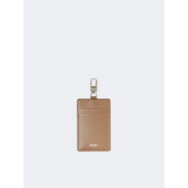 Max Mara Easyholder Leather Badge Holder in Mud | Wallets & Purses | Luxury Shoes 