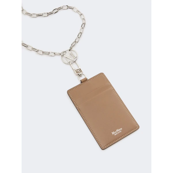 Max Mara Easyholder Leather Badge Holder in Mud | Wallets & Purses | Luxury Shoes 