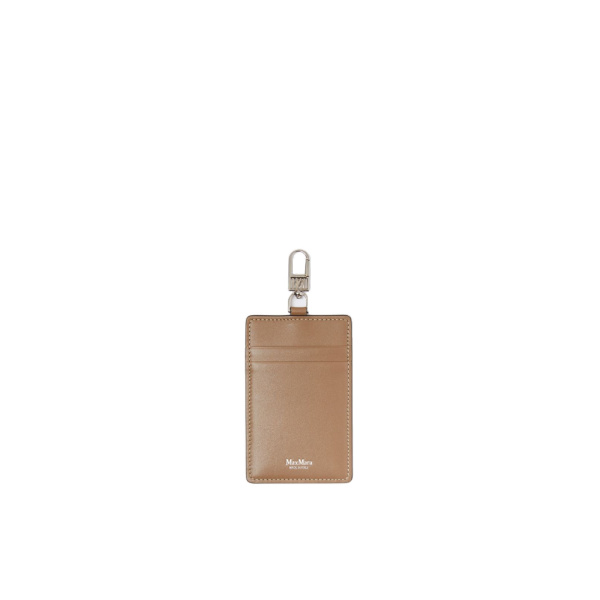 Max Mara Easyholder Leather Badge Holder in Mud | Wallets & Purses | Luxury Shoes 