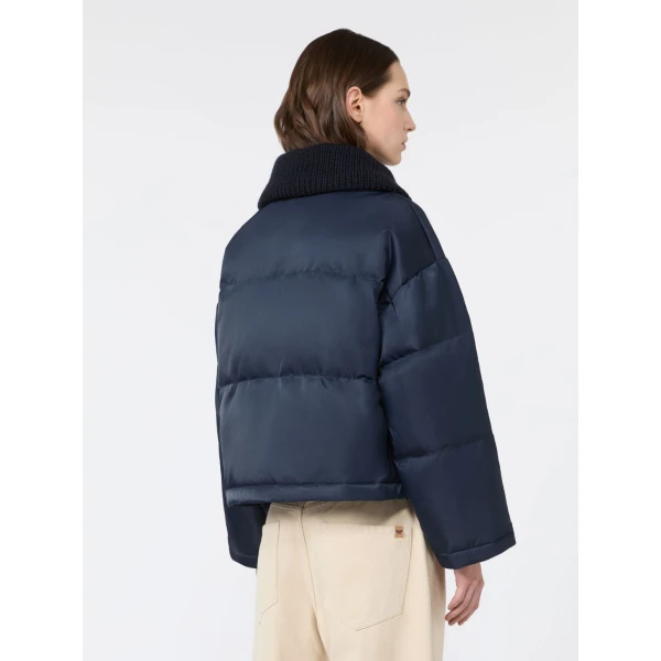 Max Mara Eburnea Technical Twill Down Jacket in Navy | Jackets | Luxury Shoes 