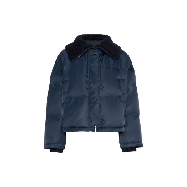 Max Mara Eburnea Technical Twill Down Jacket in Navy | Jackets | Luxury Shoes 