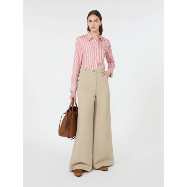 Max Mara Eccesso Stripe-Print Silk Shirt in Pink Red | Shirts | Luxury Shoes 