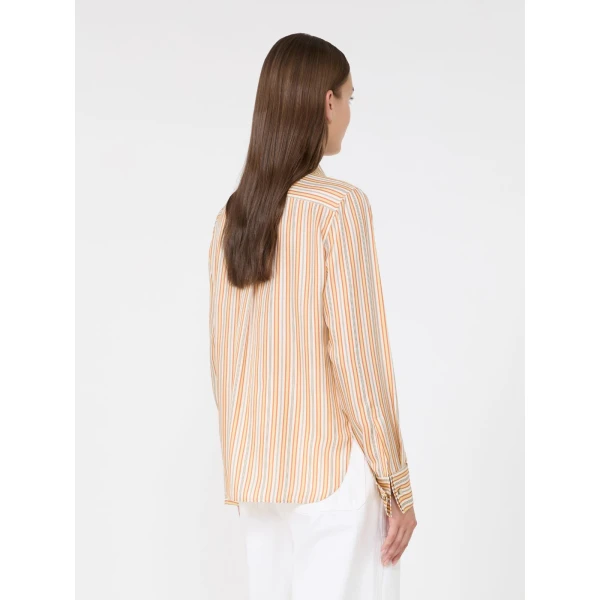 Max Mara Eccesso Stripe-Print Silk Shirt in Yellow | Shirts | Luxury Shoes 