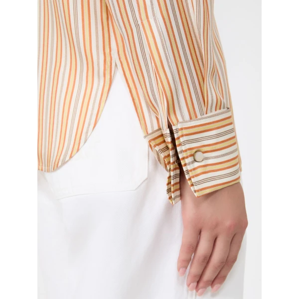Max Mara Eccesso Stripe-Print Silk Shirt in Yellow | Shirts | Luxury Shoes 