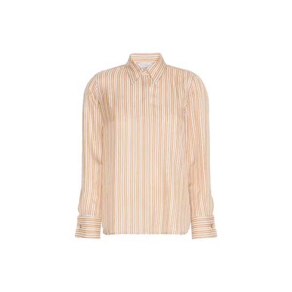 Eccesso Stripe-Print Silk Shirt in Yellow