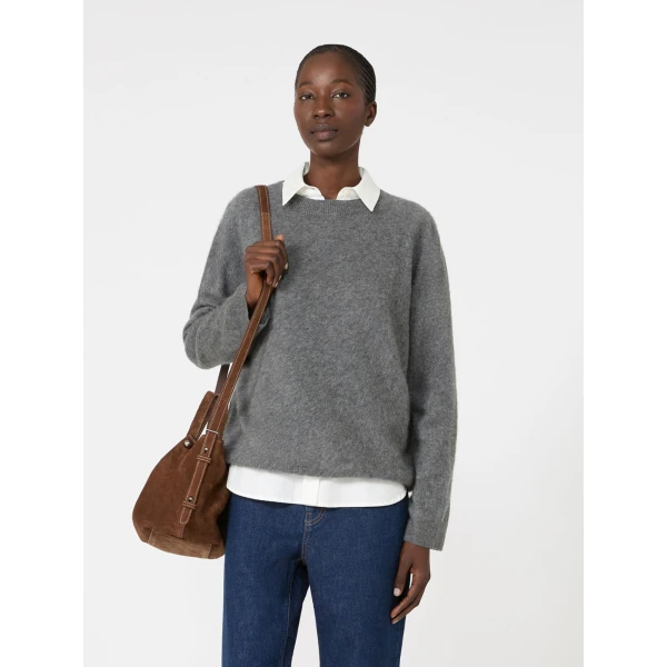 Max Mara Eco Wool and Cashmere Crew-Neck Jumper in Dark Grey | Sweaters | Luxury Shoes 