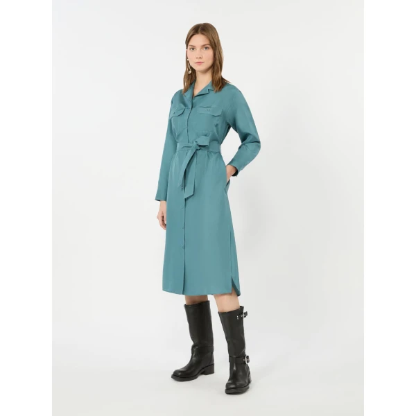 Max Mara Edile Silk Shirt Dress in Light Blue | Shirtdress | Luxury Shoes 