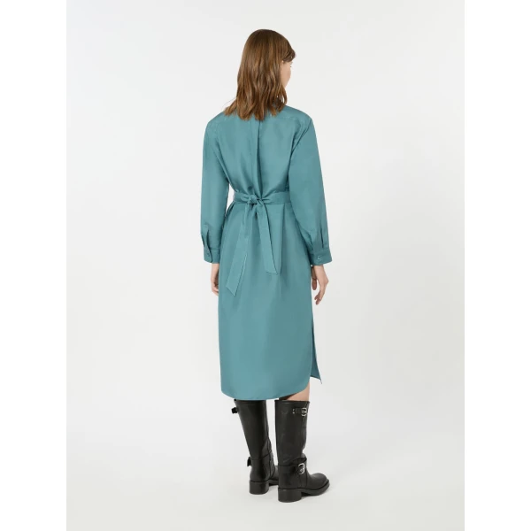 Max Mara Edile Silk Shirt Dress in Light Blue | Shirtdress | Luxury Shoes 